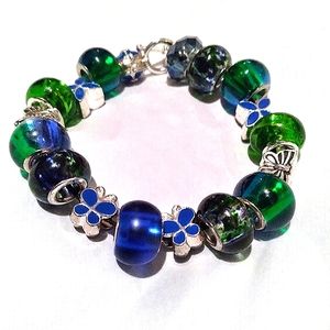 Handmade Glass Bead Charm Bracelet
